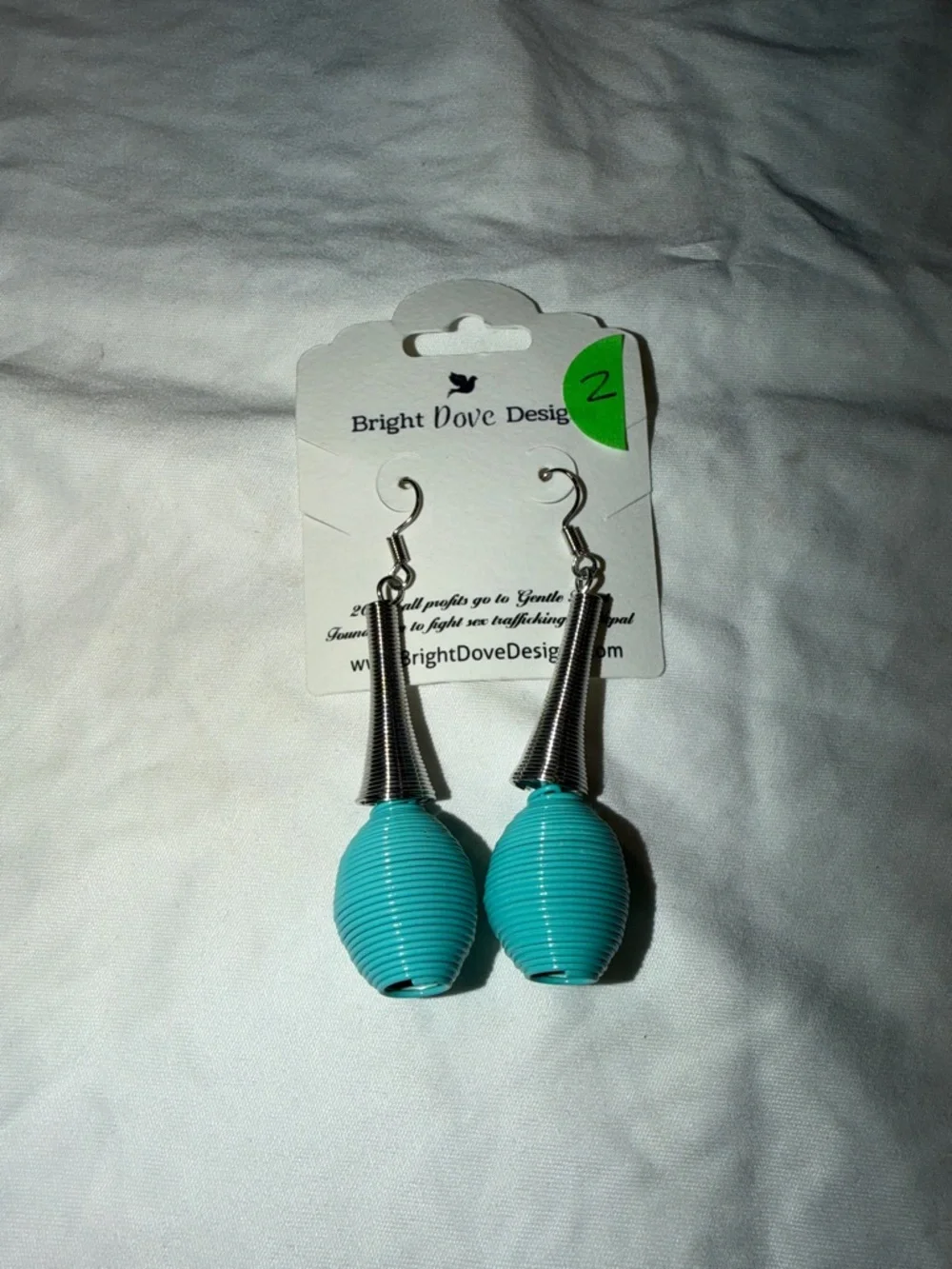 Bright‎ Dove Designs Turquoise Ribbed Drop Earrings